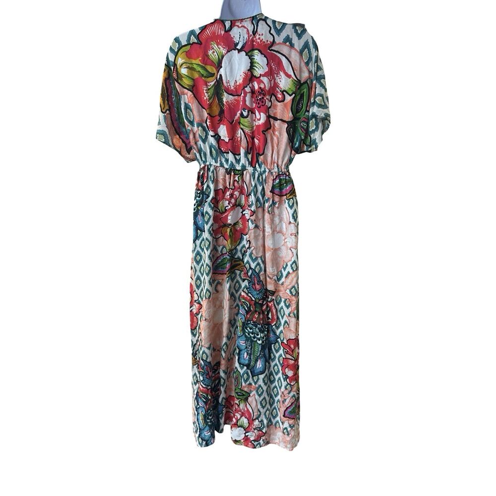 Bl^nk London Anthropologie Tatiana Kaftan Dress Smocked Floral One Size - Picture 2 of 10